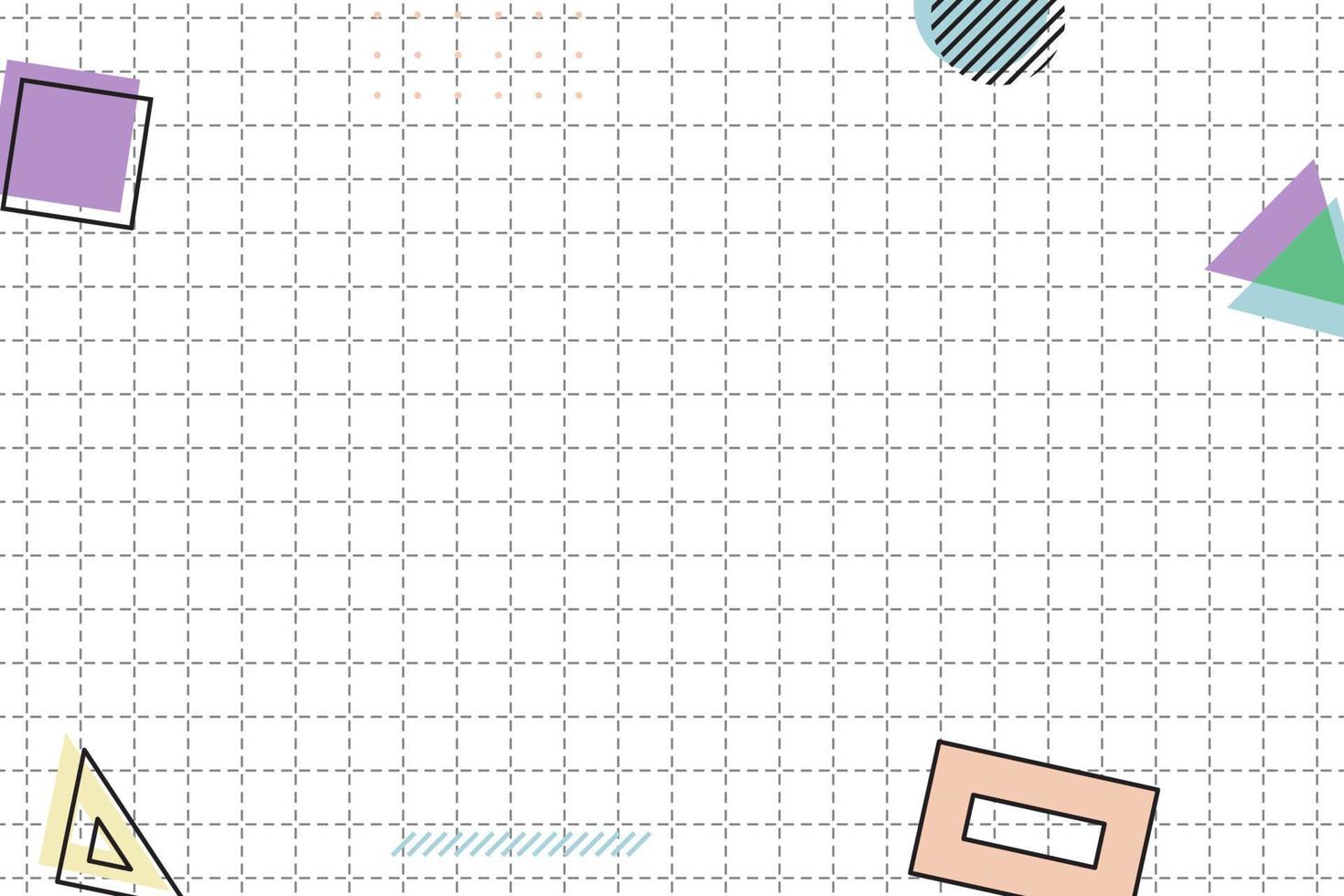 flat dashed grid geometric memphis background vector