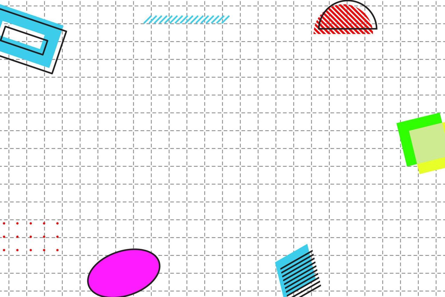flat dashed grid geometric memphis background vector