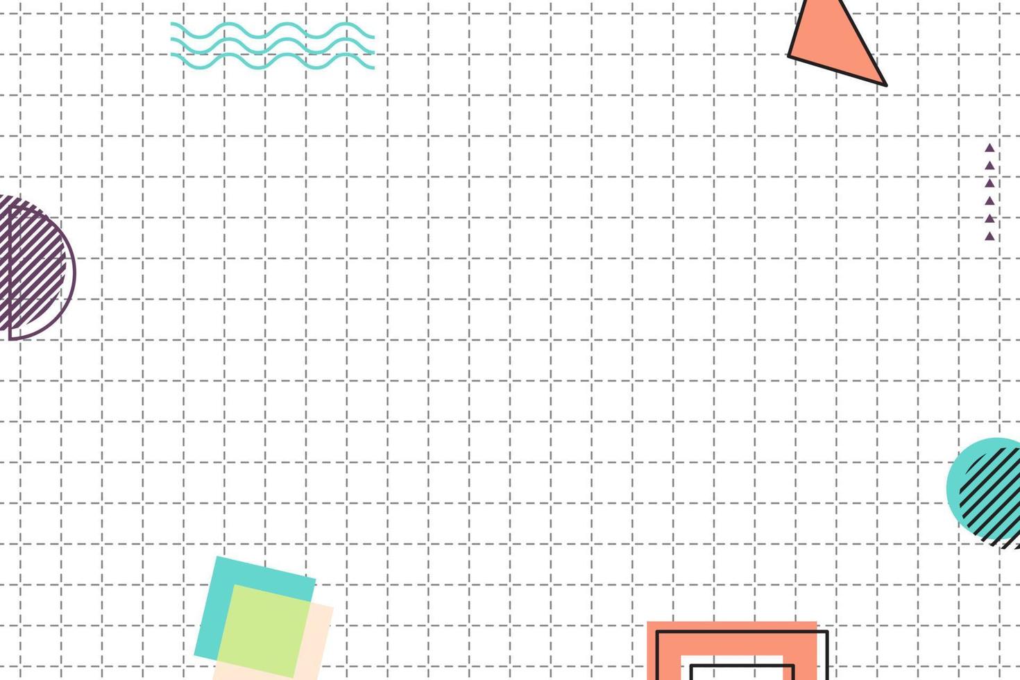 flat dashed grid geometric memphis background vector