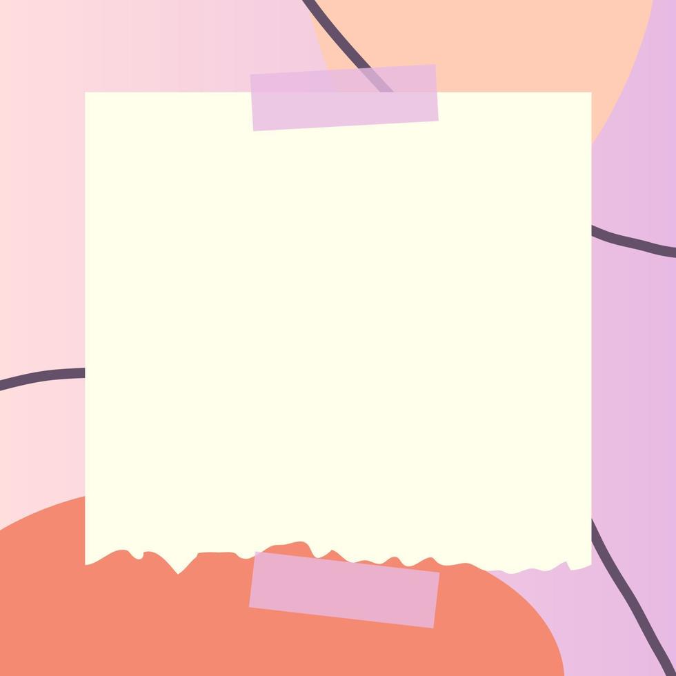 square paper note with abstract doodle and gradient frame background vector
