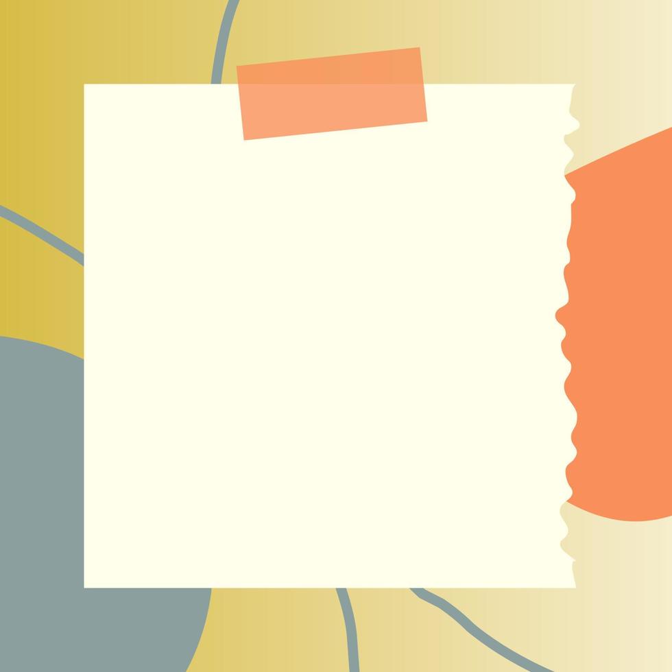 square paper note with abstract doodle and gradient frame background vector