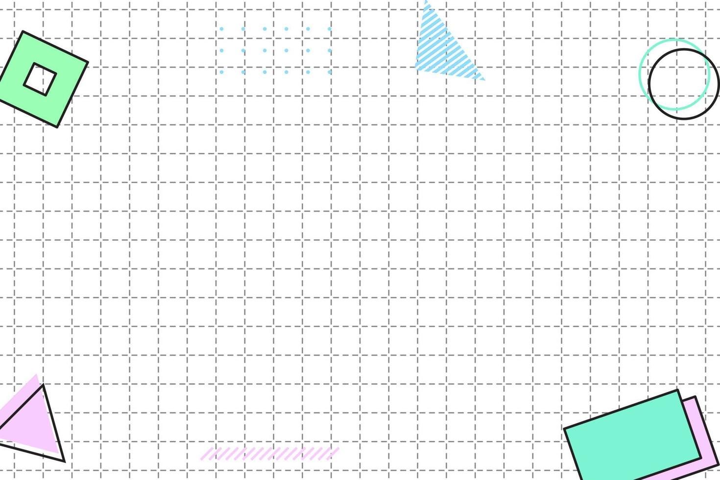 fondo de memphis geométrico de cuadrícula discontinua plana vector