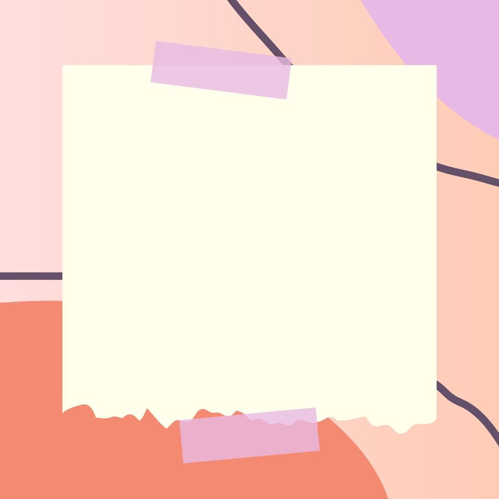 square paper note with abstract doodle and gradient frame background vector