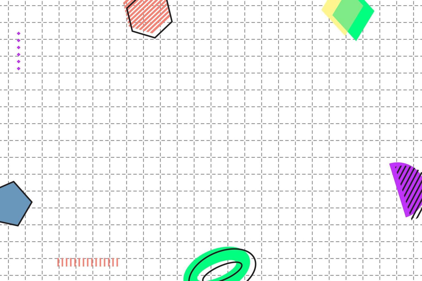 fondo de memphis geométrico de cuadrícula discontinua plana vector