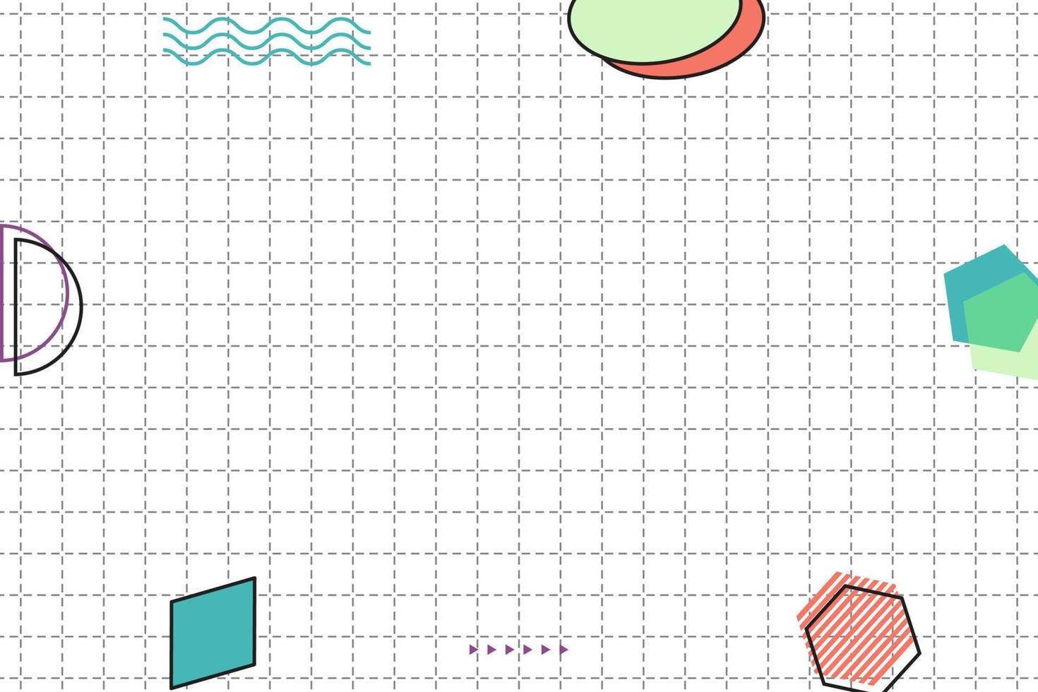 fondo de memphis geométrico de cuadrícula discontinua plana vector