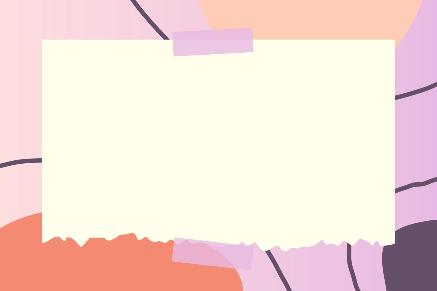 paper note with abstract doodle and gradient frame background vector