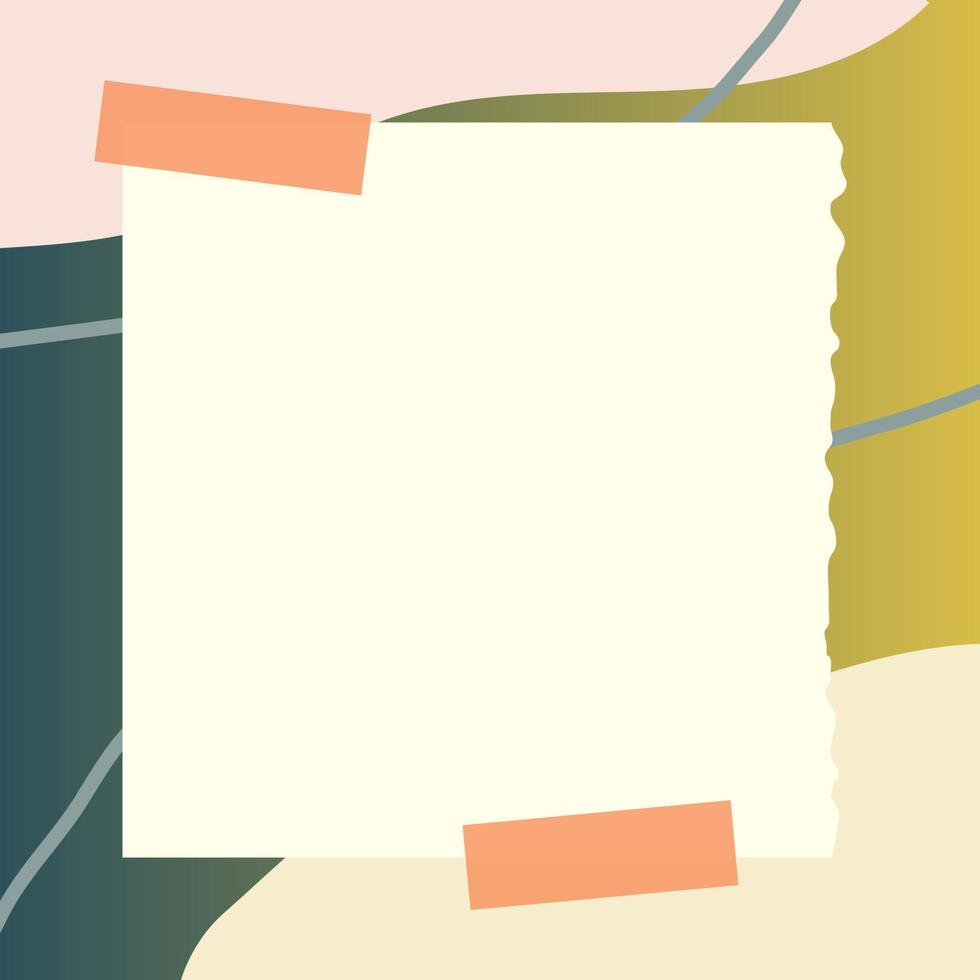 square paper note with abstract doodle and gradient frame background vector
