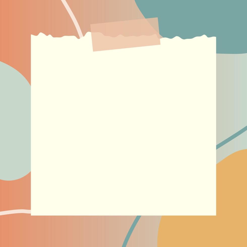 square paper note with abstract doodle and gradient frame background vector