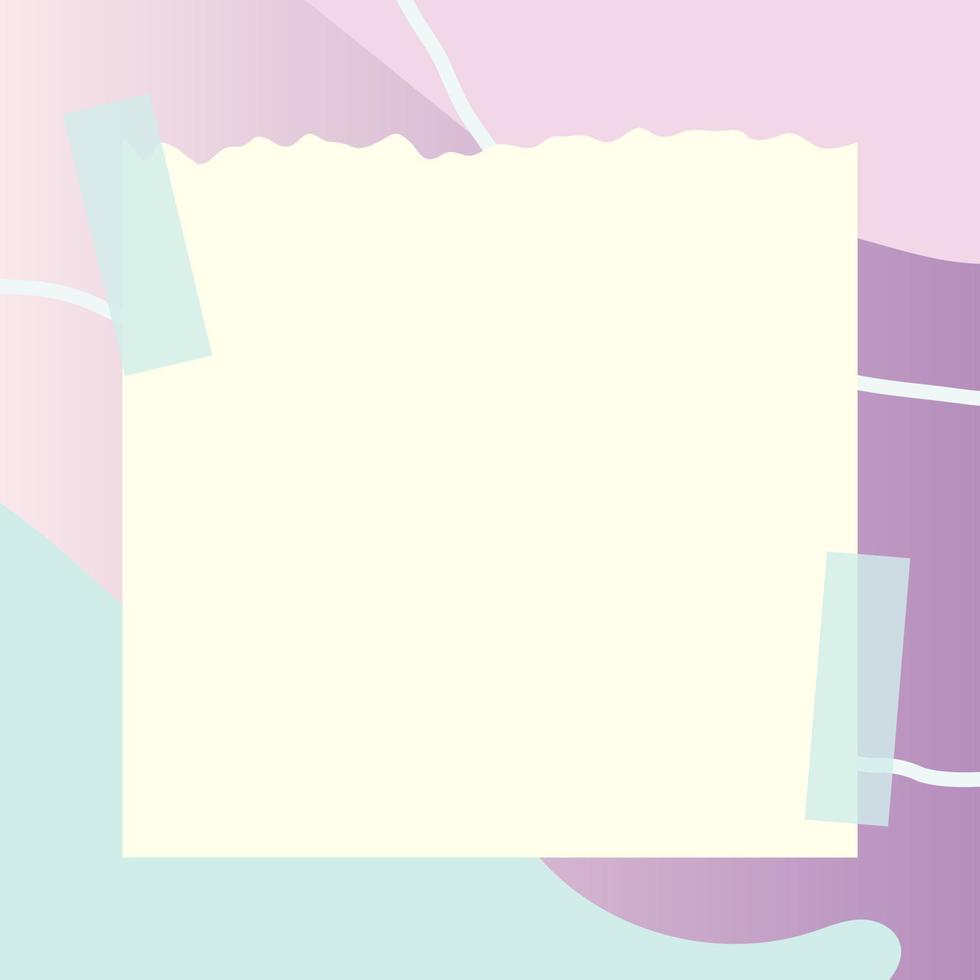 square paper note with abstract doodle and gradient frame background vector