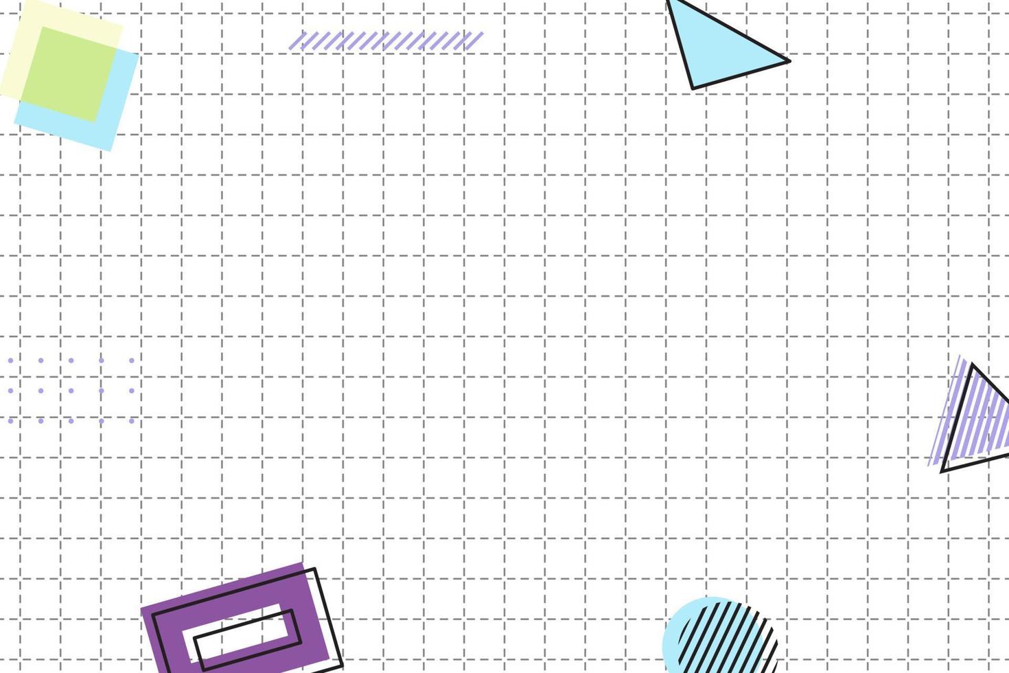 flat dashed grid geometric memphis background vector