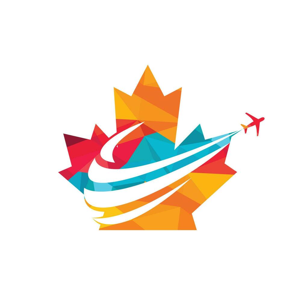 diseño del logotipo del vector de viaje de canadá. concepto de diseño del logotipo del vector de aviación canadiense.