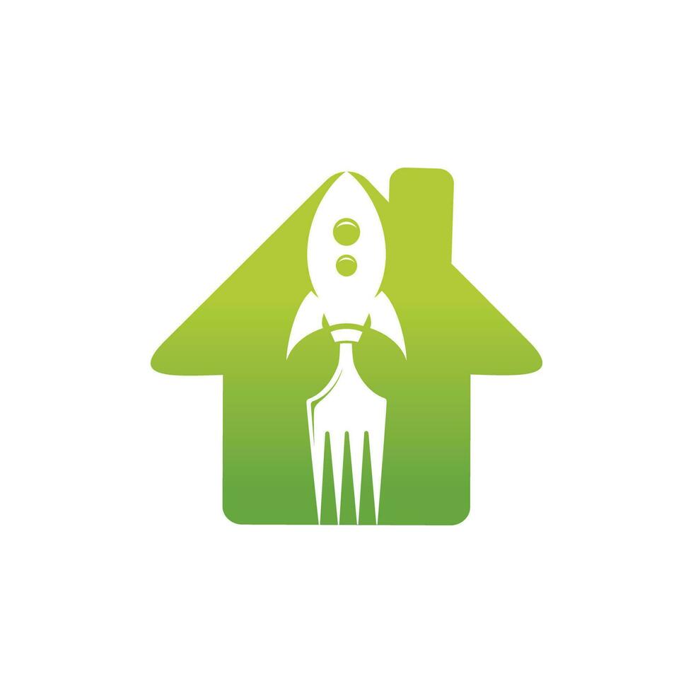 Rocket food with home icon logo design illustration. Fast food delivery logo template. vector