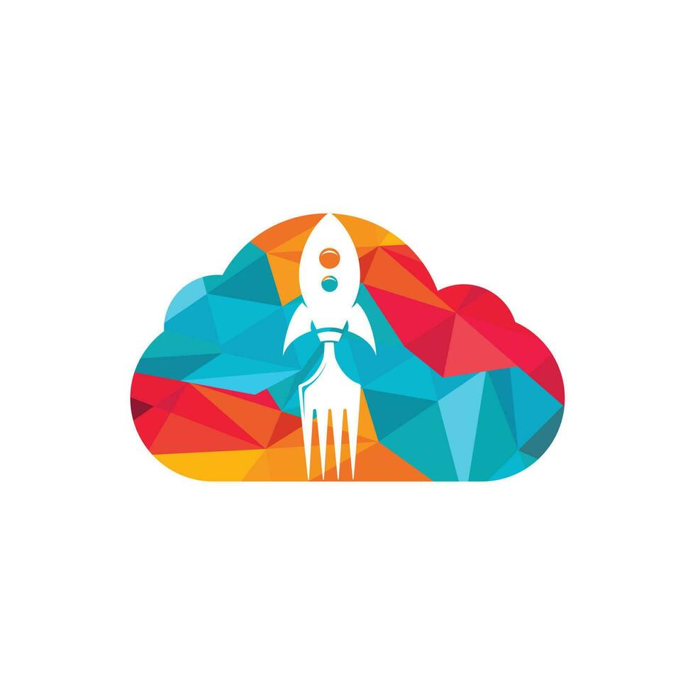 comida de cohetes con ilustración de diseño de logotipo de icono de nube. plantilla de logotipo de entrega de comida rápida. vector