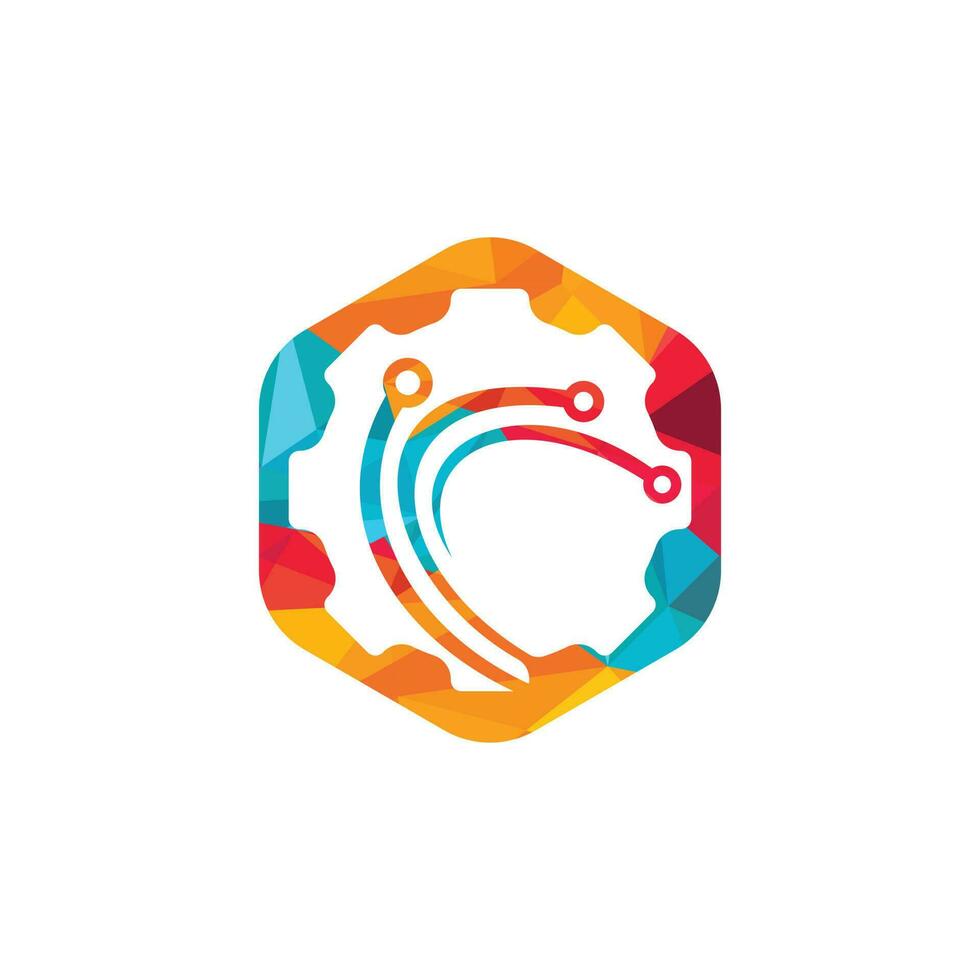 Techno gear vector logo design. This logo is suitable for factory, industrial, technology, website, digital, mechanic, wheel.