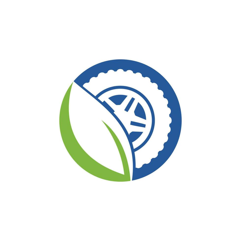 Tyre leaf vector logo design. Tire and eco symbol or icon.