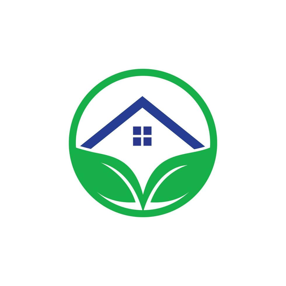 Green eco home logo design. Creative green house concept logo design template. vector