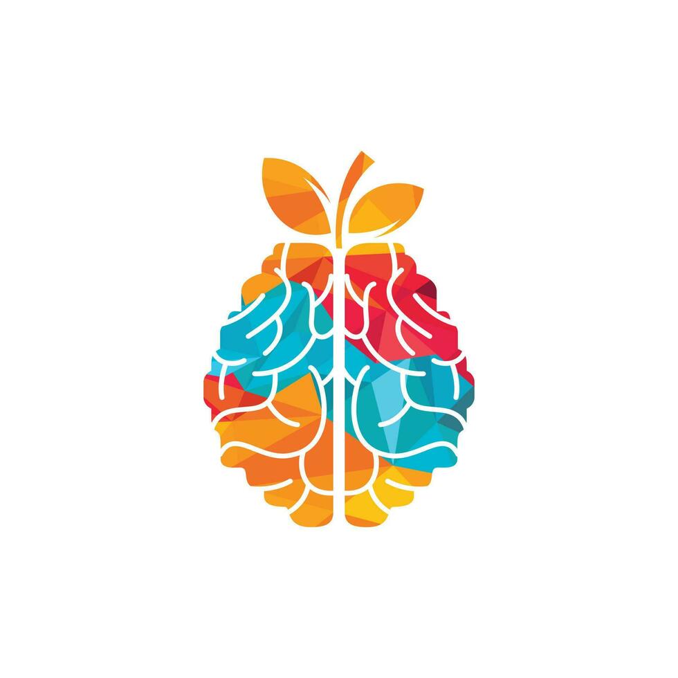 Orange brain vector logo design. Logo of a fruit style brain.