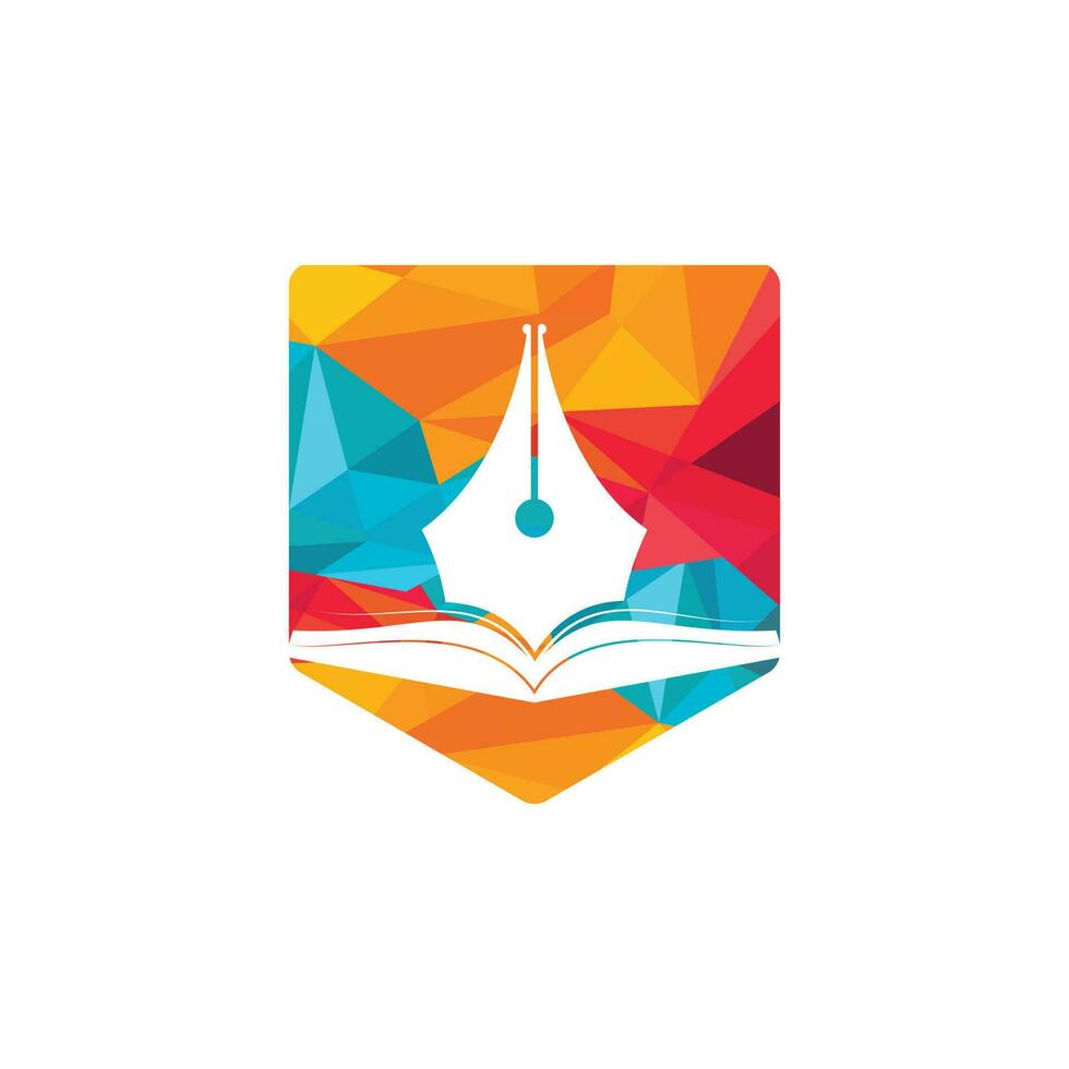 diseño del logotipo del vector de la pluma del libro. vector de diseño de logotipo para el departamento de educación.