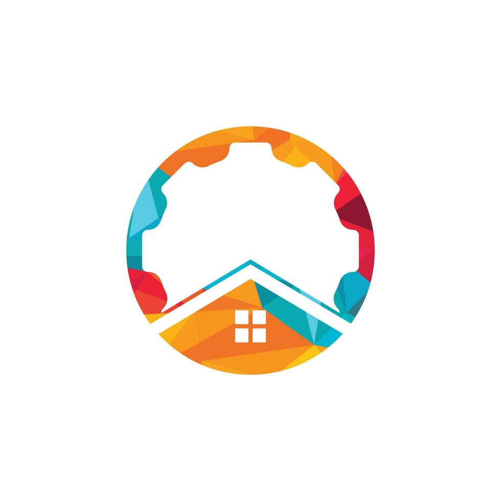 Gear house vector logo design. Gear home technology Logo design template.