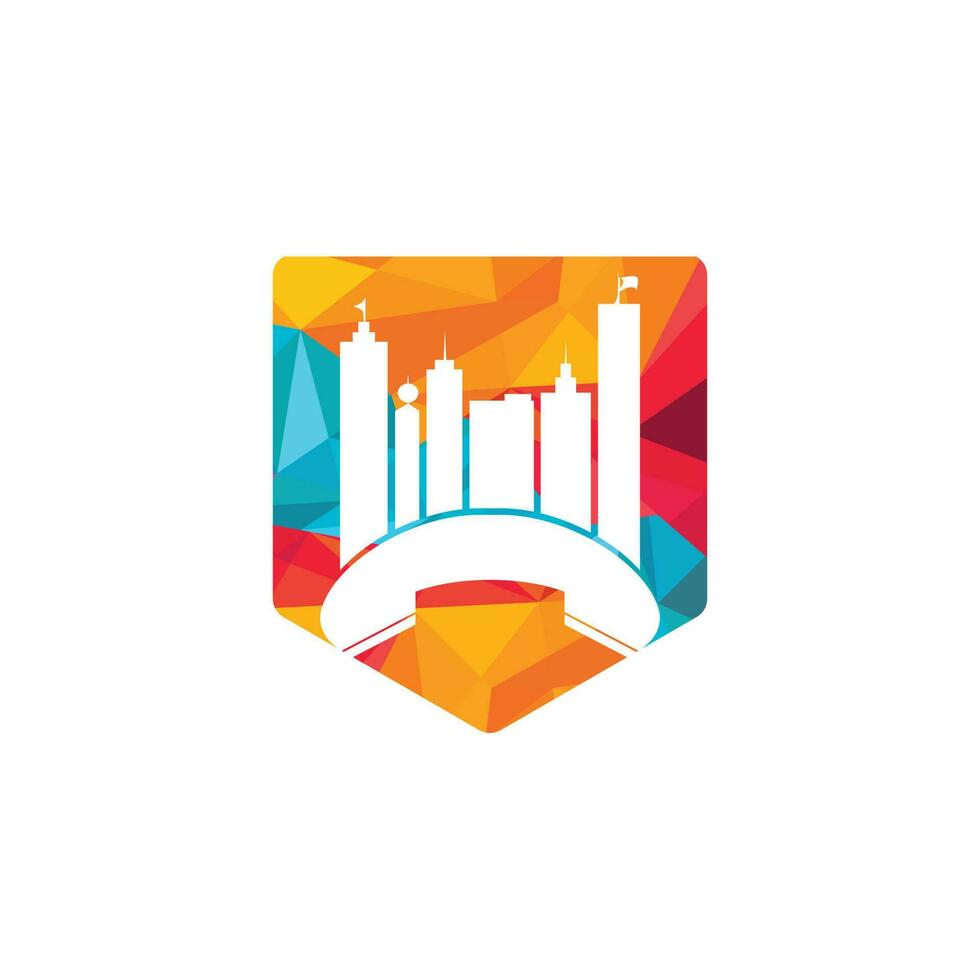 plantilla de diseño de logotipo de vector de llamada de ciudad. concepto de diseños de logotipo de ciudad de teléfono