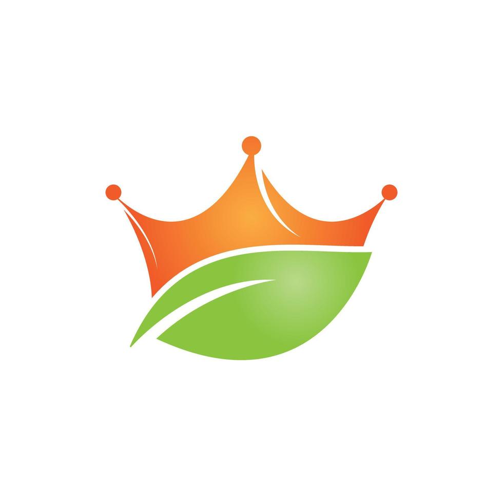 Leaf crown vector logo design. Green leaf crown therapy company logo design template.