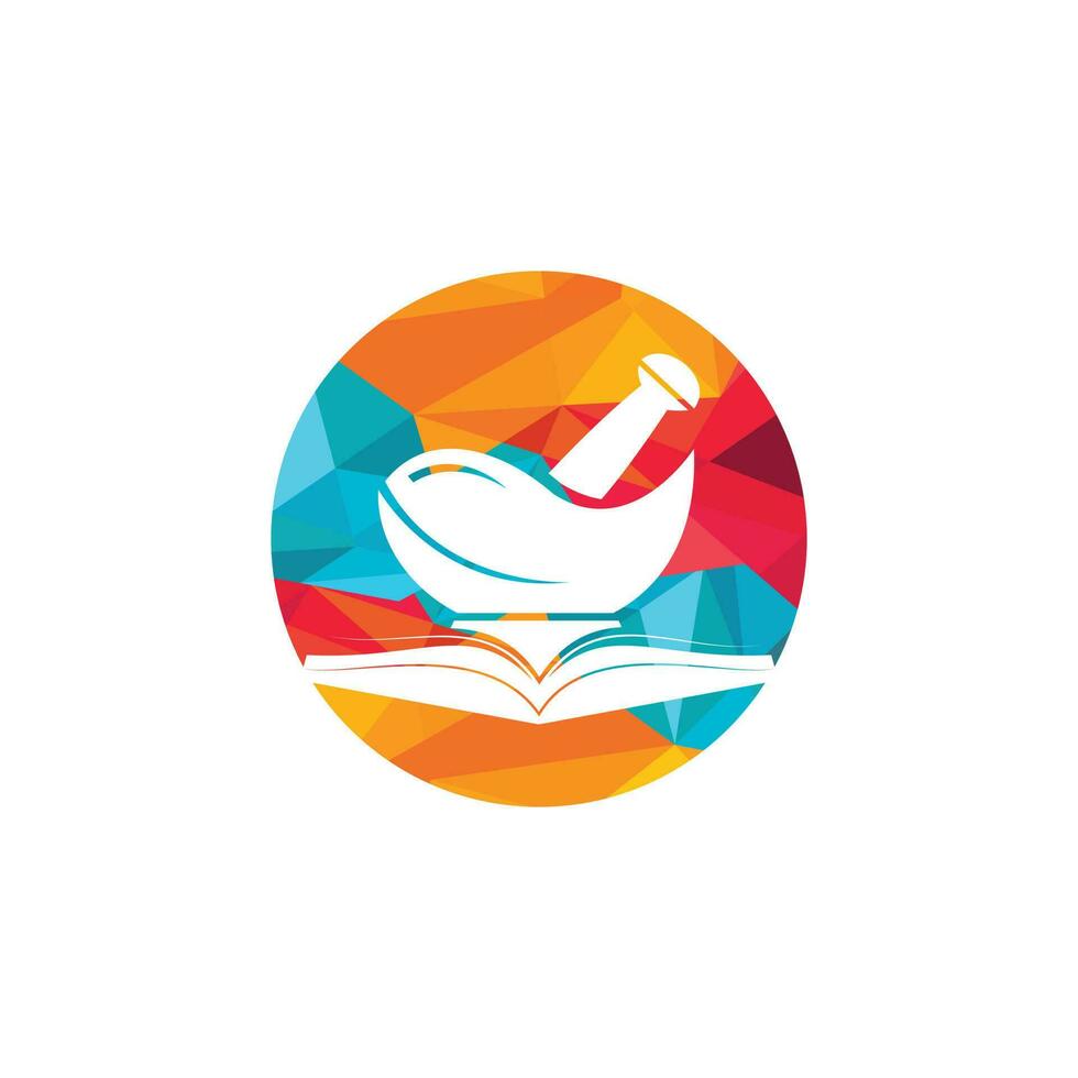 Pharmacy book vector logo design. Medical study logo design concept.