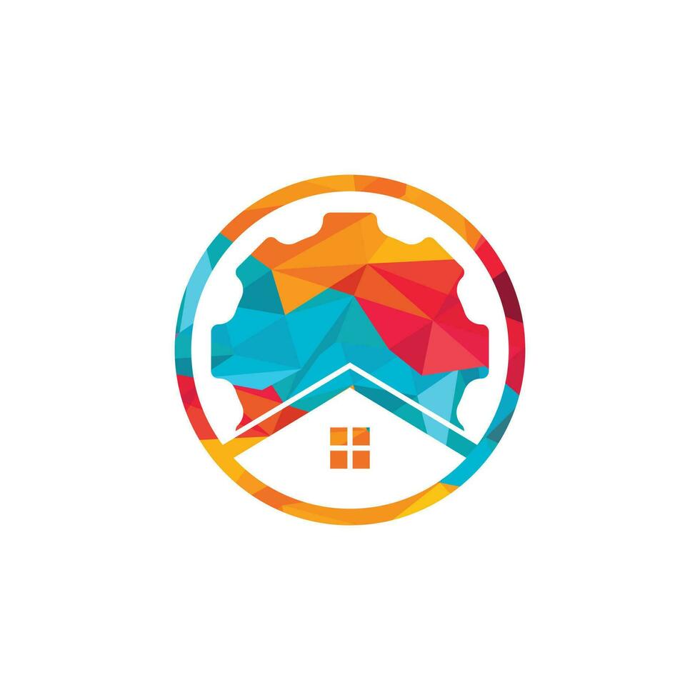 Gear house vector logo design. Gear home technology Logo design template.