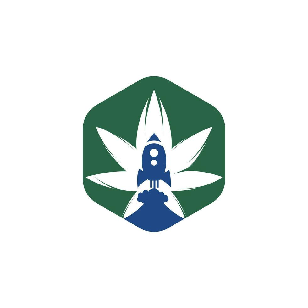 diseño de logotipo de vector de cohete de cannabis. plantilla única de diseño de logotipo de cannabis y nave espacial.