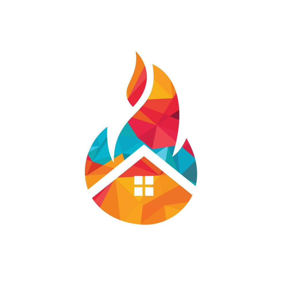 plantilla de diseño de logotipo de vector de fuego de casa. prevenir el concepto de logotipo de alarma de incendio o incendio.