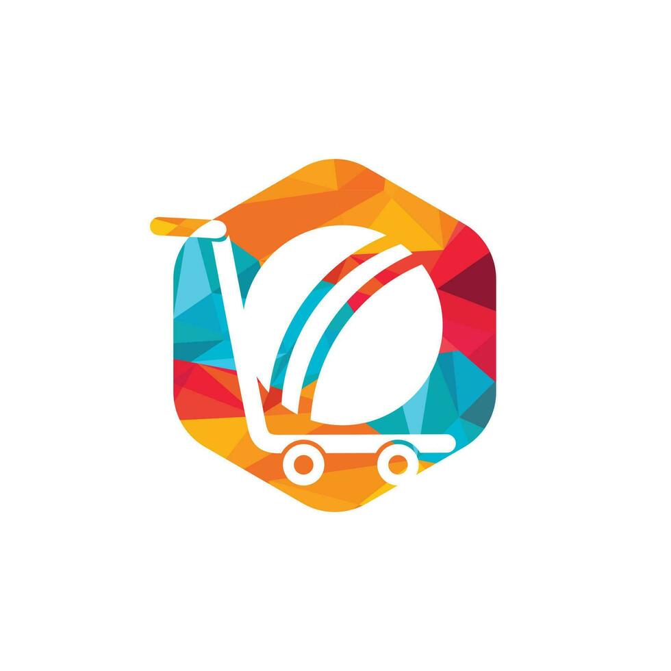 Cricket ball and trolley logo design. Cricket shopping logo design concept. vector