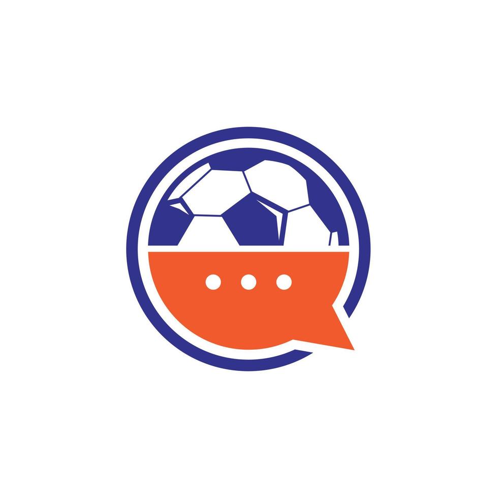 diseño de logotipo vectorial de charla de fútbol. concepto de diseño de logotipo vectorial de chat deportivo. vector