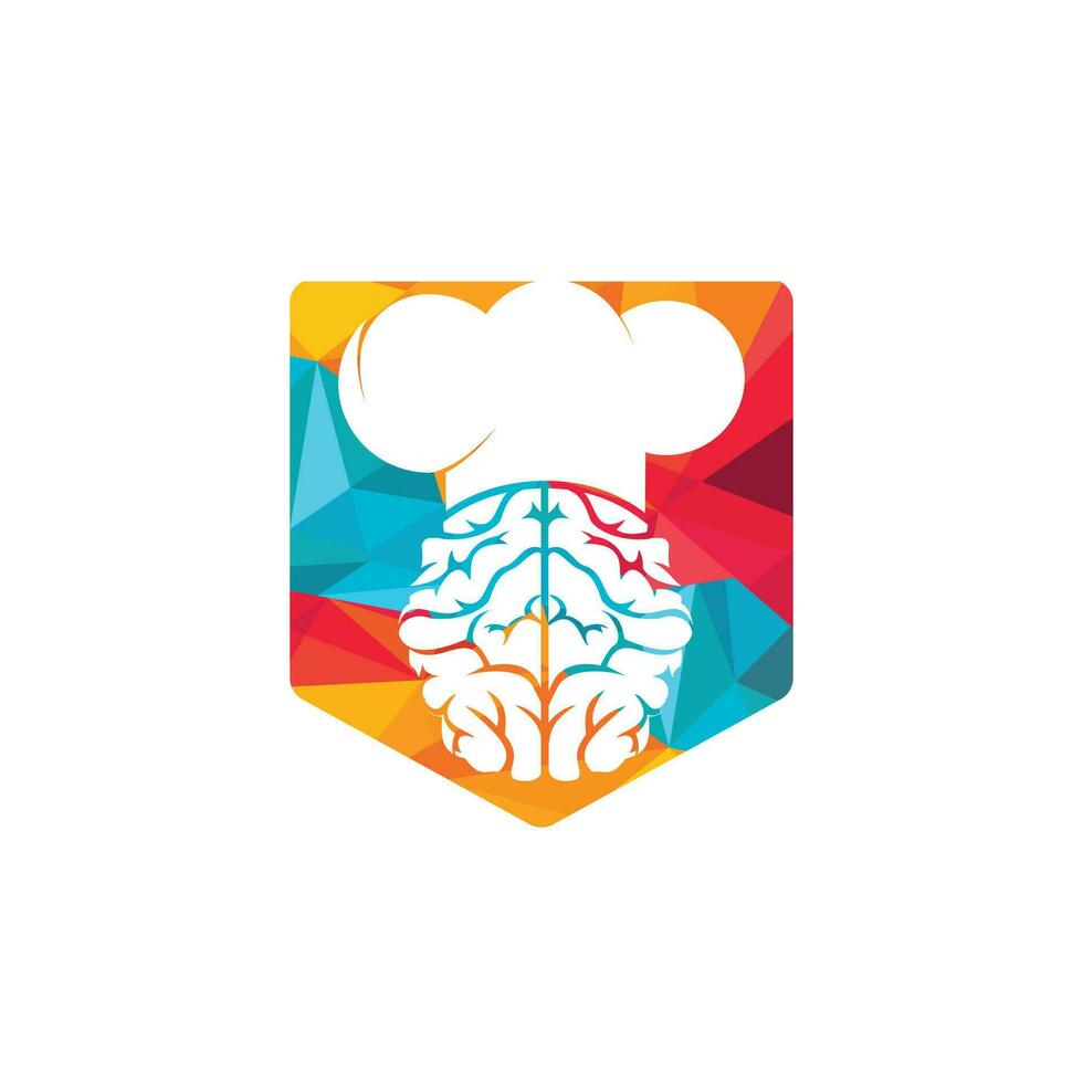 concepto de diseño de logotipo de vector de chef inteligente. icono de cerebro y sombrero de chef.