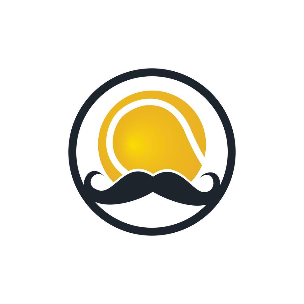 Strong tennis vector logo design. Moustache and soccer ball vector icon design.