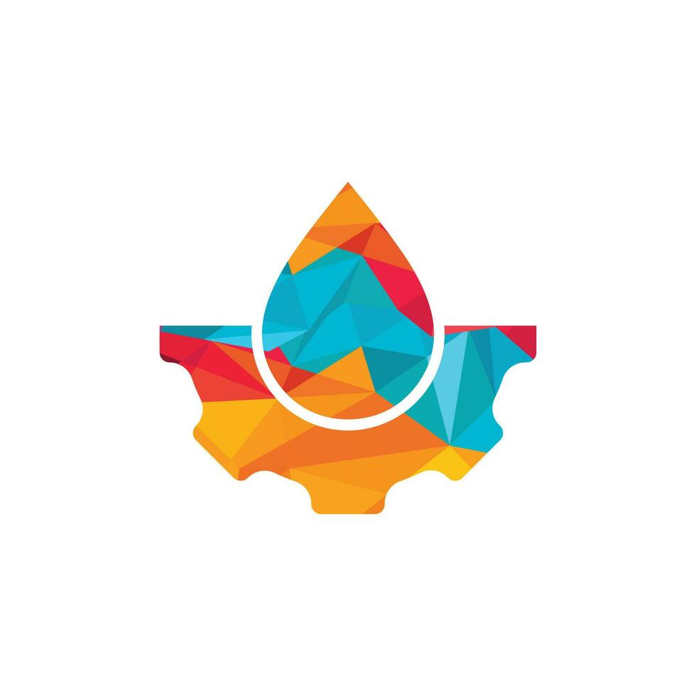 Water drop with gear logo concept design. Natural logo. Water energy logo. vector