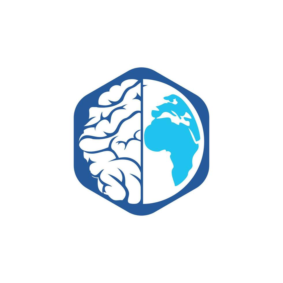 World brain vector logo template. Smart world logo symbol design.