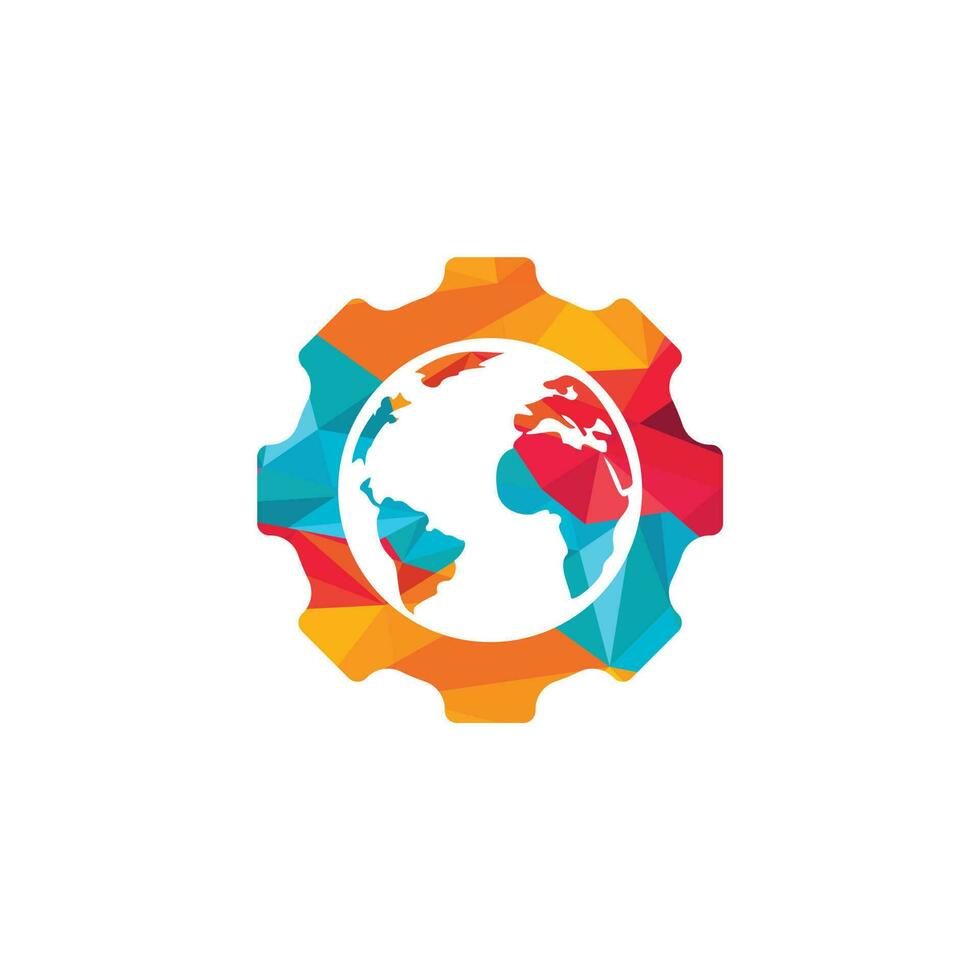 Gear global vector logo design. Gear planet icon logo design element.