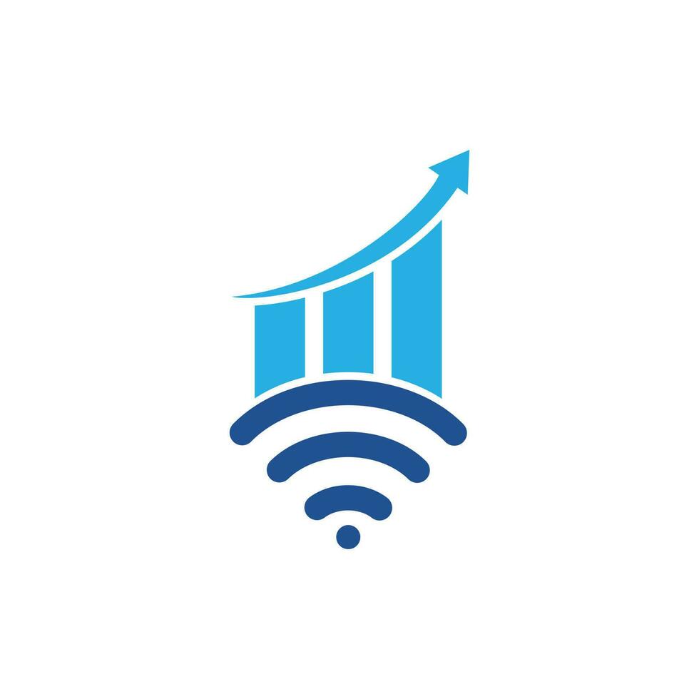 diseño de logotipo de vector de estadística wifi. diseño de icono de logotipo analítico wifi.