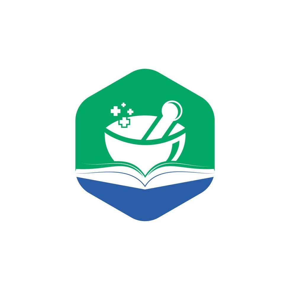 Pharmacy book vector logo design. Medical study logo design concept.