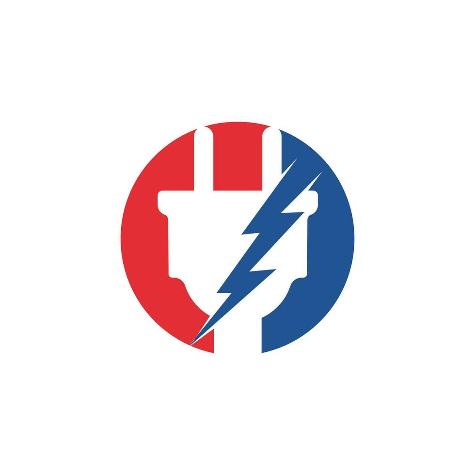 Electrical plug and thunderbolt vector logo design. Power energy symbol.