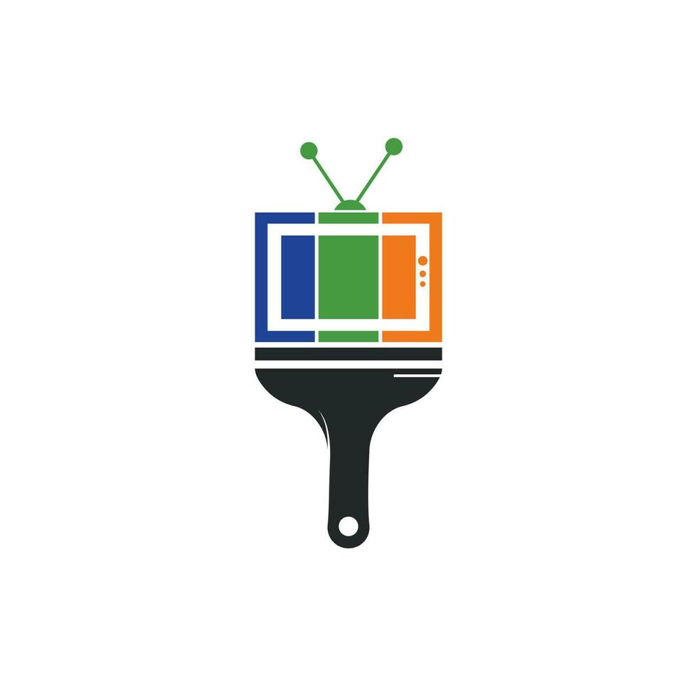 plantilla de diseño de logotipo de vector de pintura de tv. diseño de plantilla de logotipo de canal de pintura.