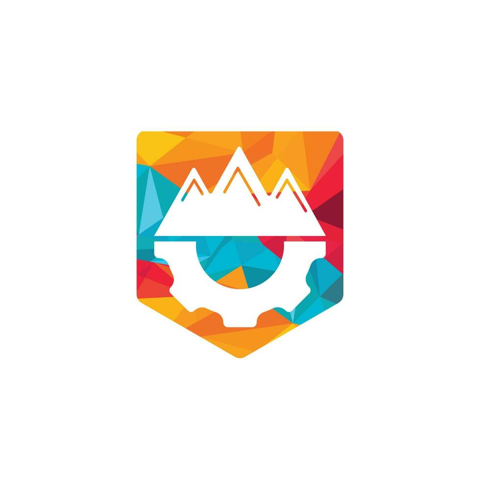 Mountain Gear vector logo design. Nature and mechanic symbol or icon.