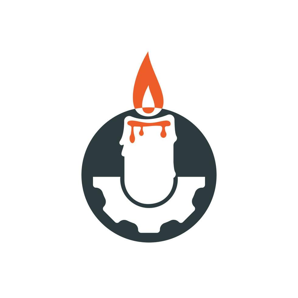 Candle gear vector logo design. Circular candle land gear logo vector design.