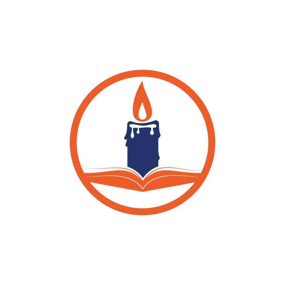 Book light vector logo design. Book and Candle vector logo design template.
