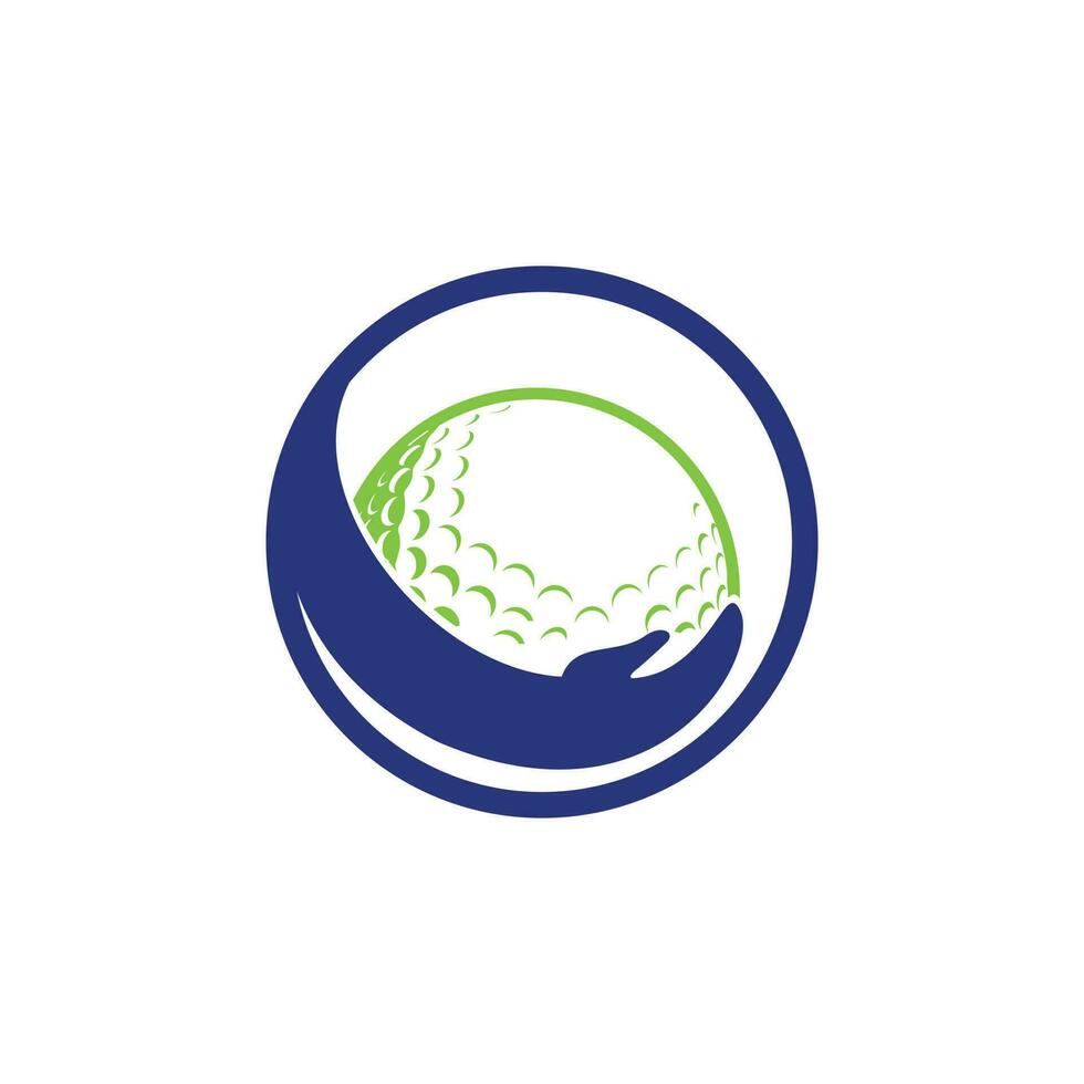 plantilla de diseño de logotipo de vector de cuidado de golf. pelota de golf y el icono de la mano.