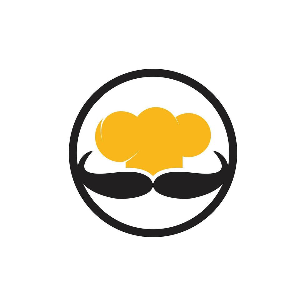 plantilla de diseño de logotipo de vector de señor chef. gorro de chef y diseño de icono de bigote.