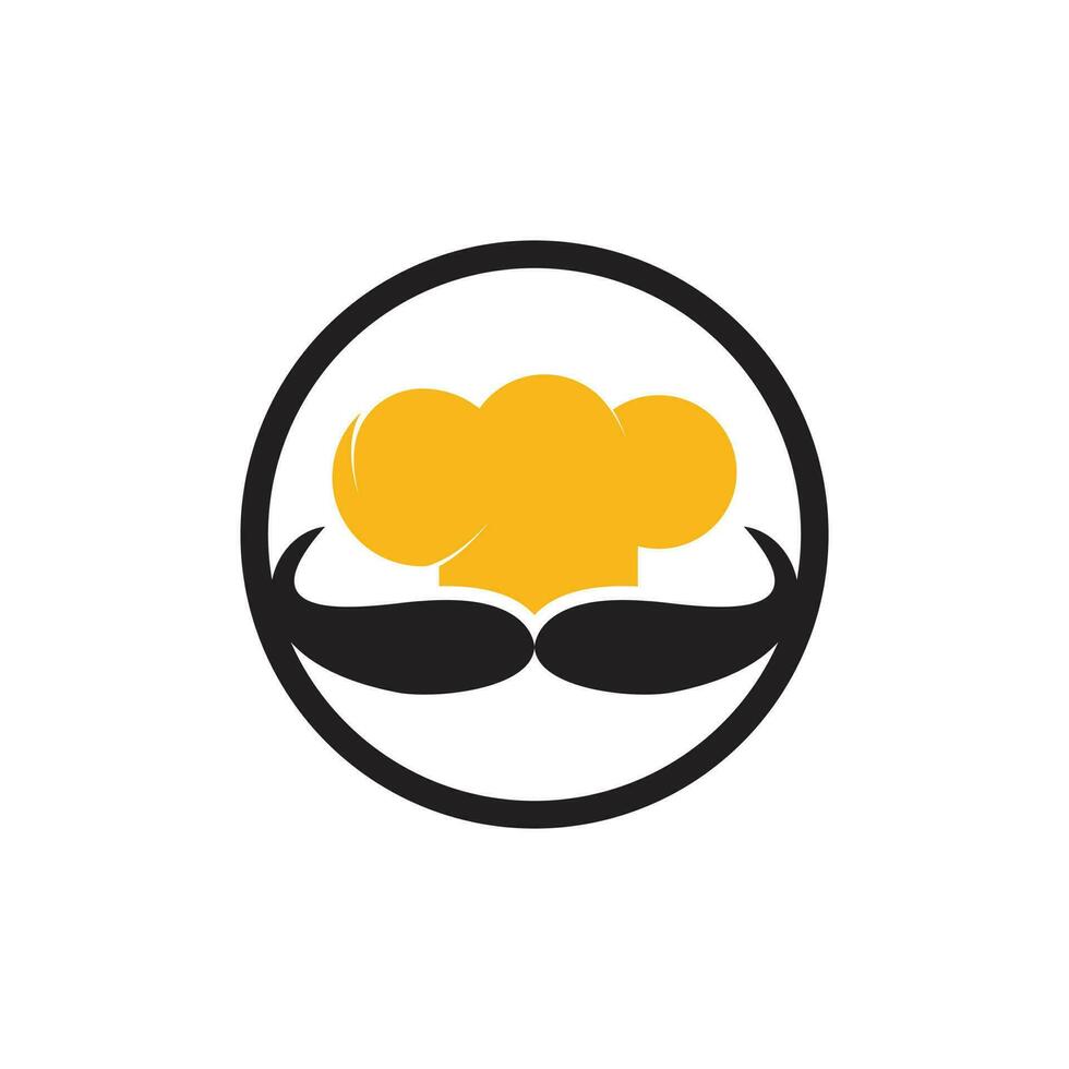Mister Chef vector logo design template. Chef cap and mustache icon design.