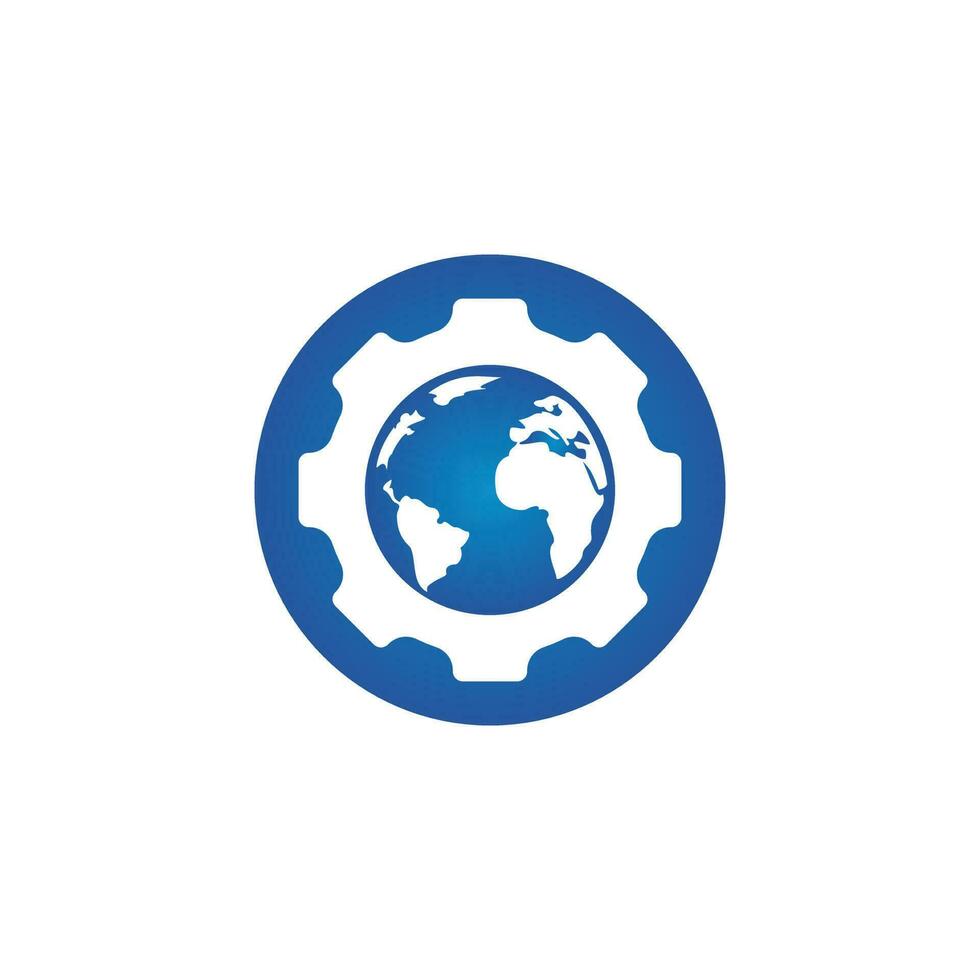 Gear global vector logo design. Gear planet icon logo design element.