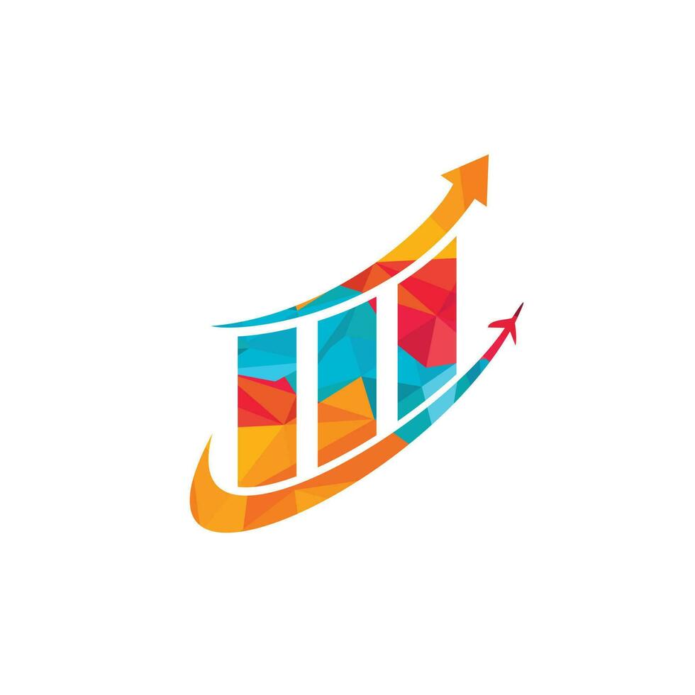 Business travel vector logo design. Statistics and airplane vector icon.