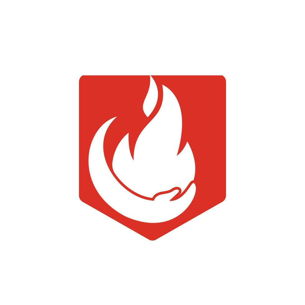 concepto de diseño de logotipo de vector de cuidado de incendios. diseño de logotipo de icono de mano y fuego.