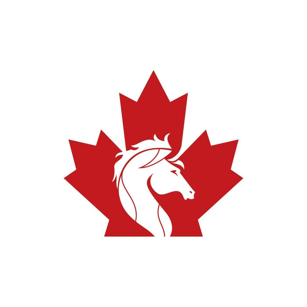 diseño vectorial del logotipo del caballo de canadá. diseño de icono de vector de caballo de hoja de arce.